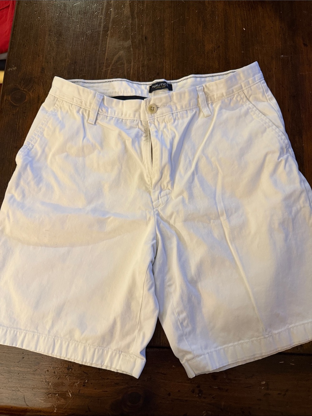 Nautica Men’s White Flat-Front Cotton Chino Shorts
